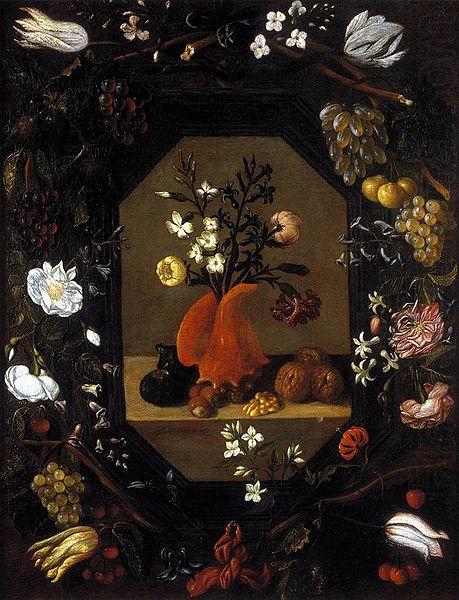 Juan de  Espinosa surrounded by a wreath of flowers and fruit oil painting picture